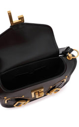 Blaze Leather Shoulder Bag-Shoulder Bags-Balmain-Blaze Leather Shoulder Bag-Black-Leather-Runway Catalog