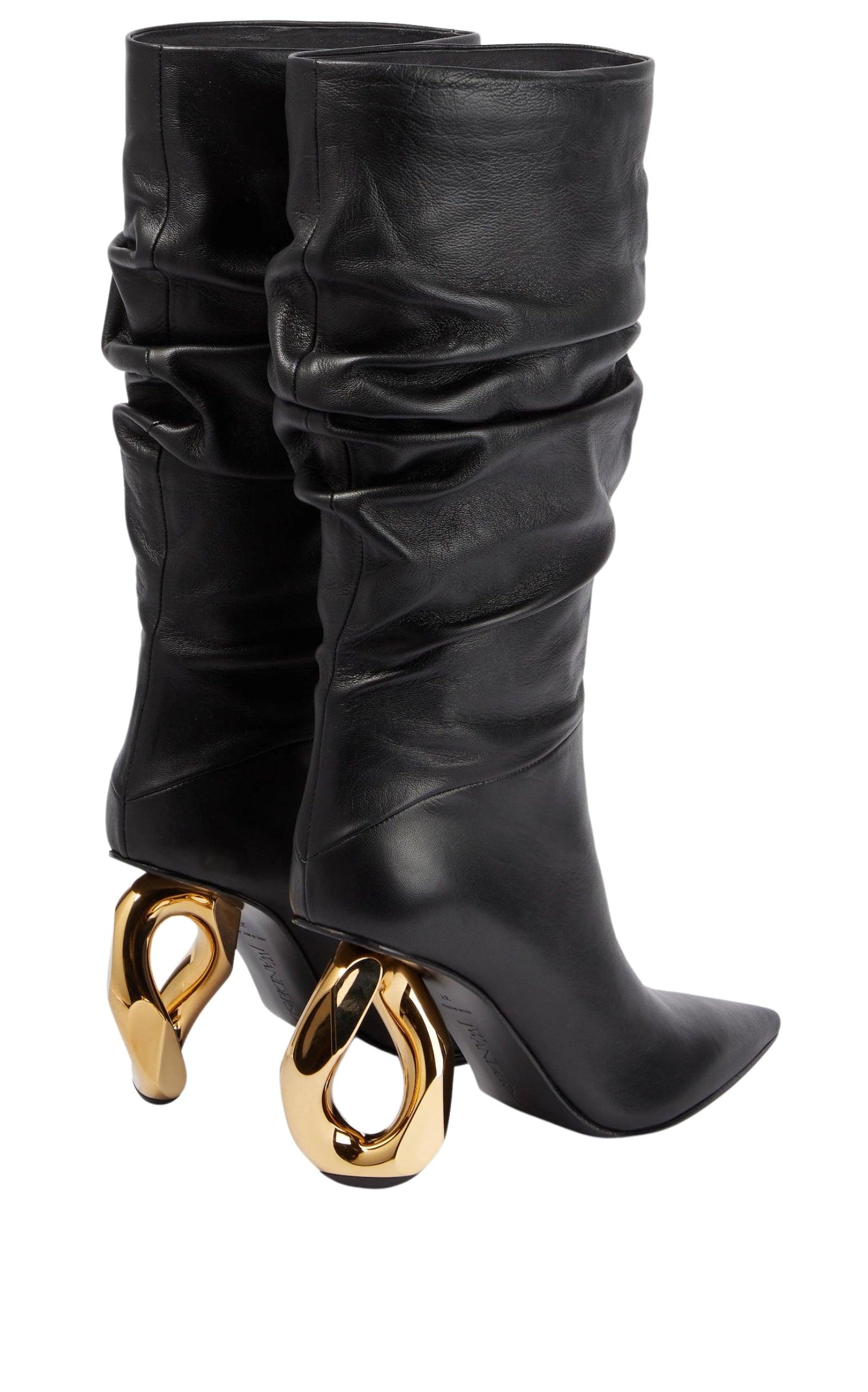  JW AndersonChain Leather Heeled Boots - Runway Catalog