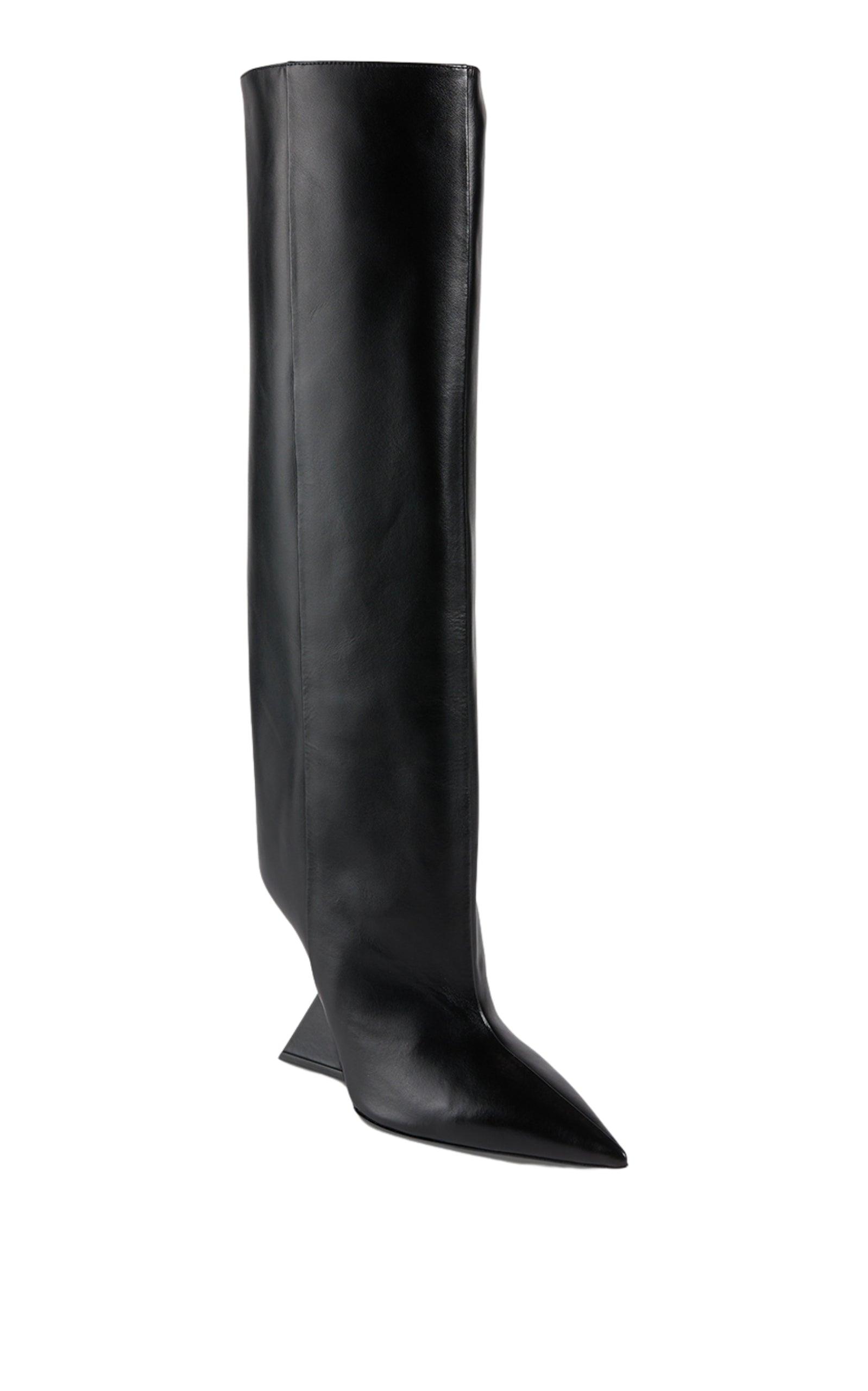  THE ATTICOCheope Leather Wedge Knee-High Boots - Runway Catalog