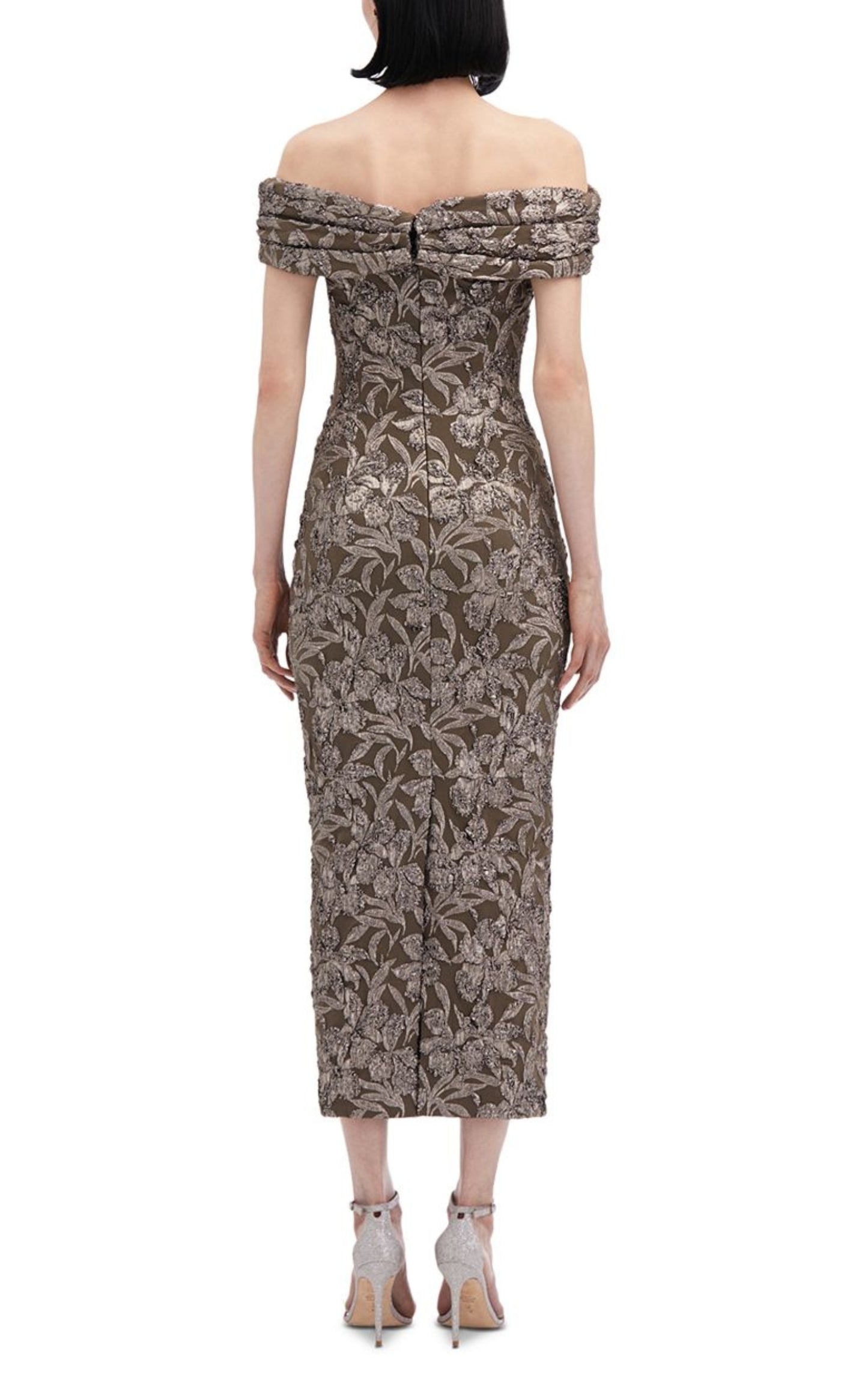 Floral Metallic Jacquard Midi Dress