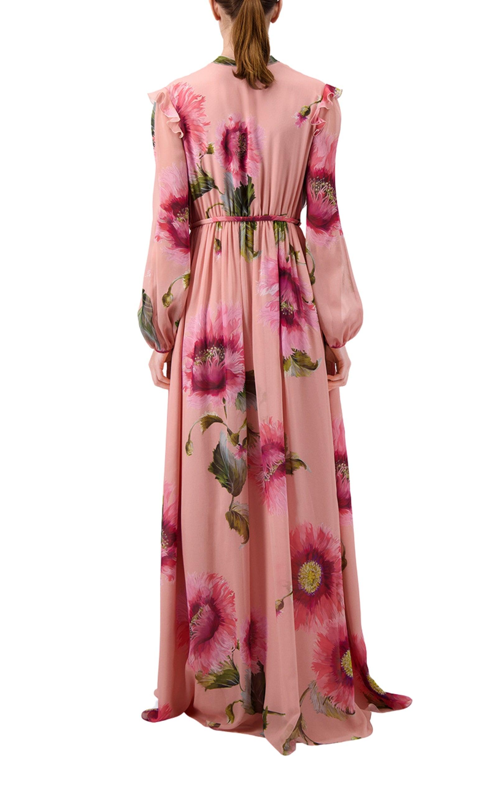 Digital Printed Viscose Georgette Gowns in Light Brown : TBE668
