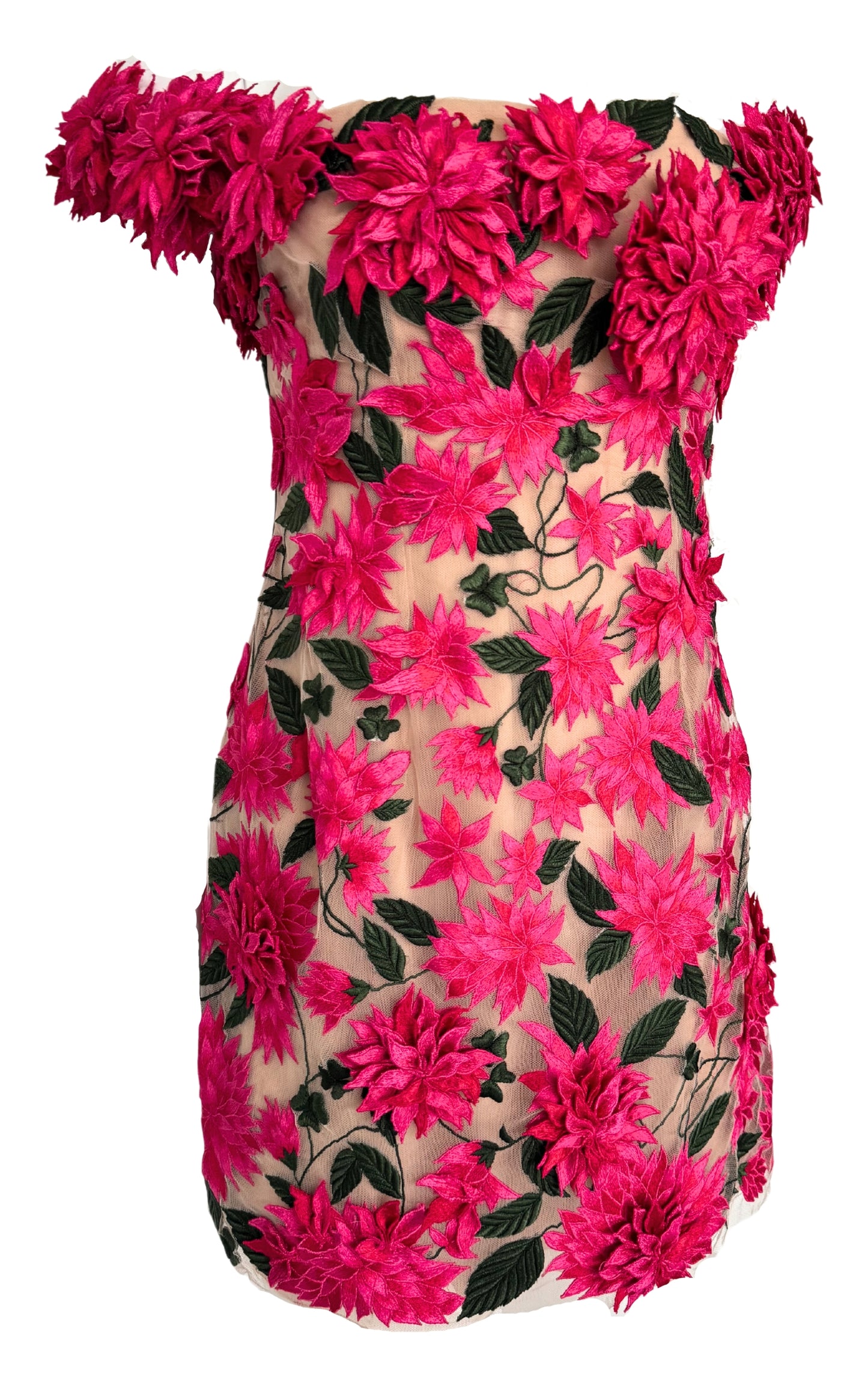 Dahlia Floral-appliqué Mini Dress