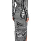 Ruched Silver Sequined Gown-Midi Dresses-Alexandre Vauthier-FR 34-Black-polyester-Runway Catalog