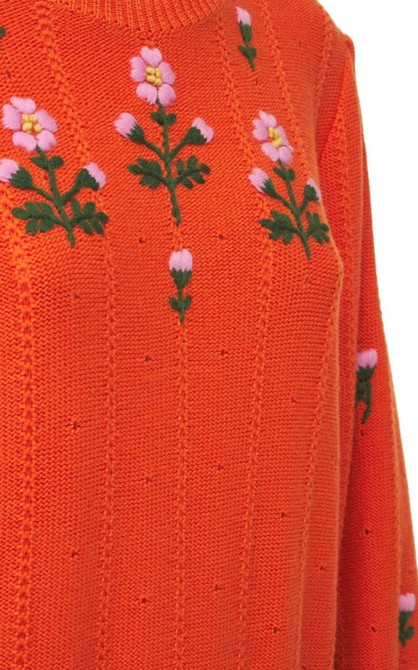 GucciFloral Embroidered Wool Blend Sweater - Runway Catalog