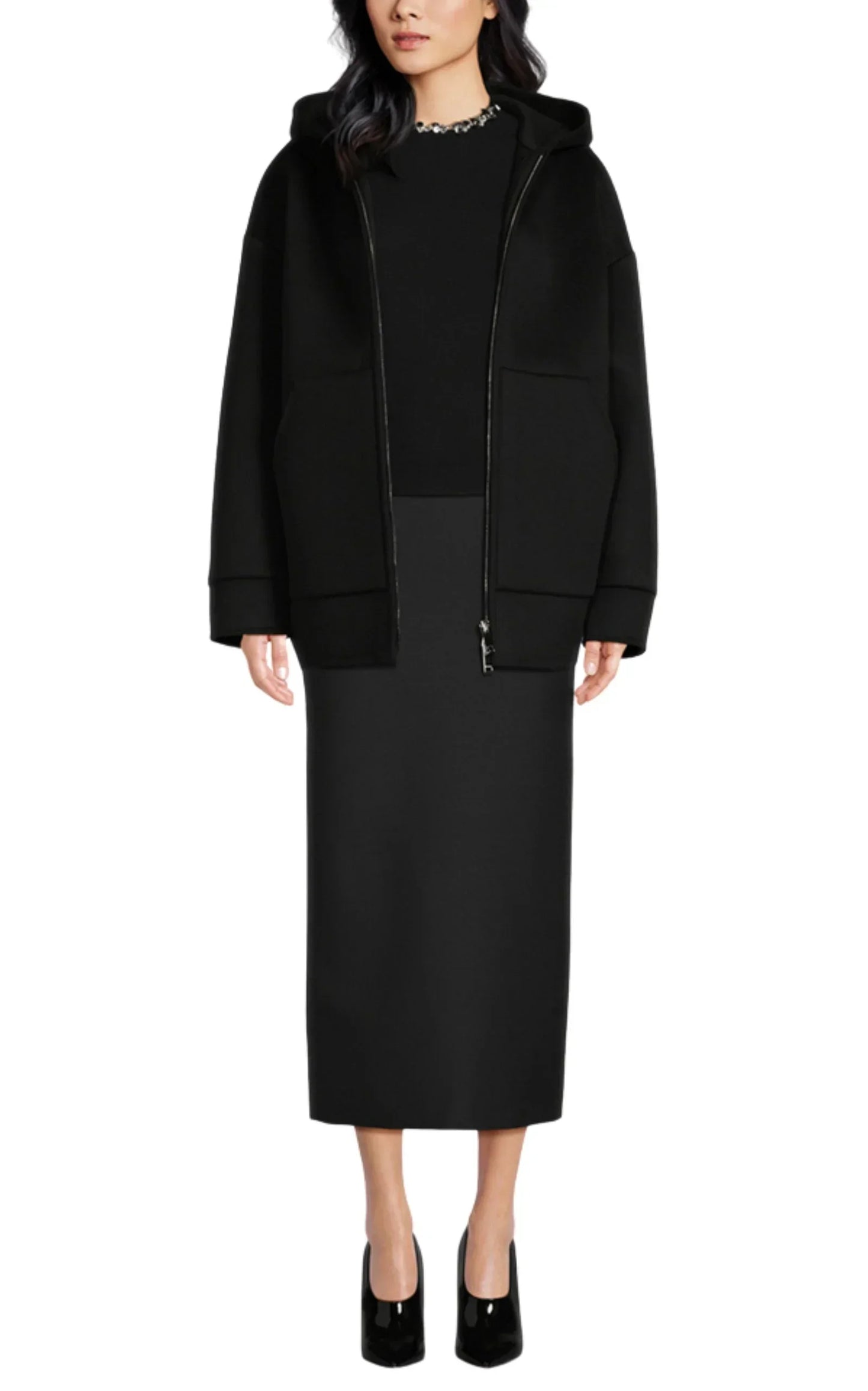 Zip-Up Drop Shoulder Hoodie Jacket