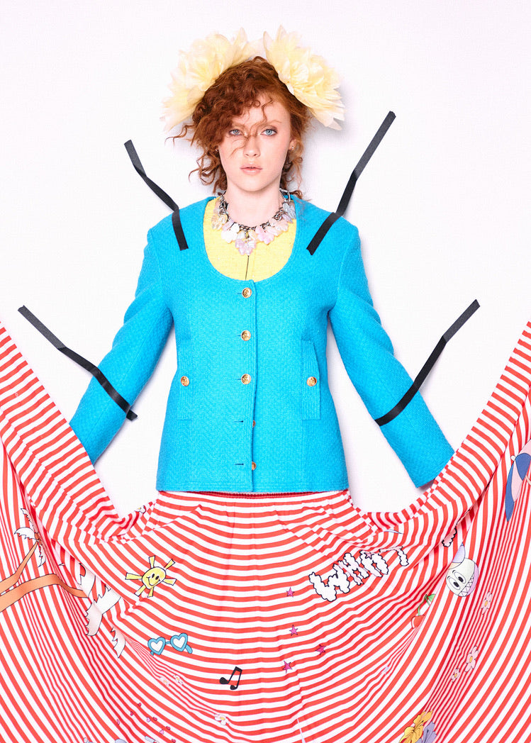 Mira Mikati Red White Stripe Cotton Skirt Dress