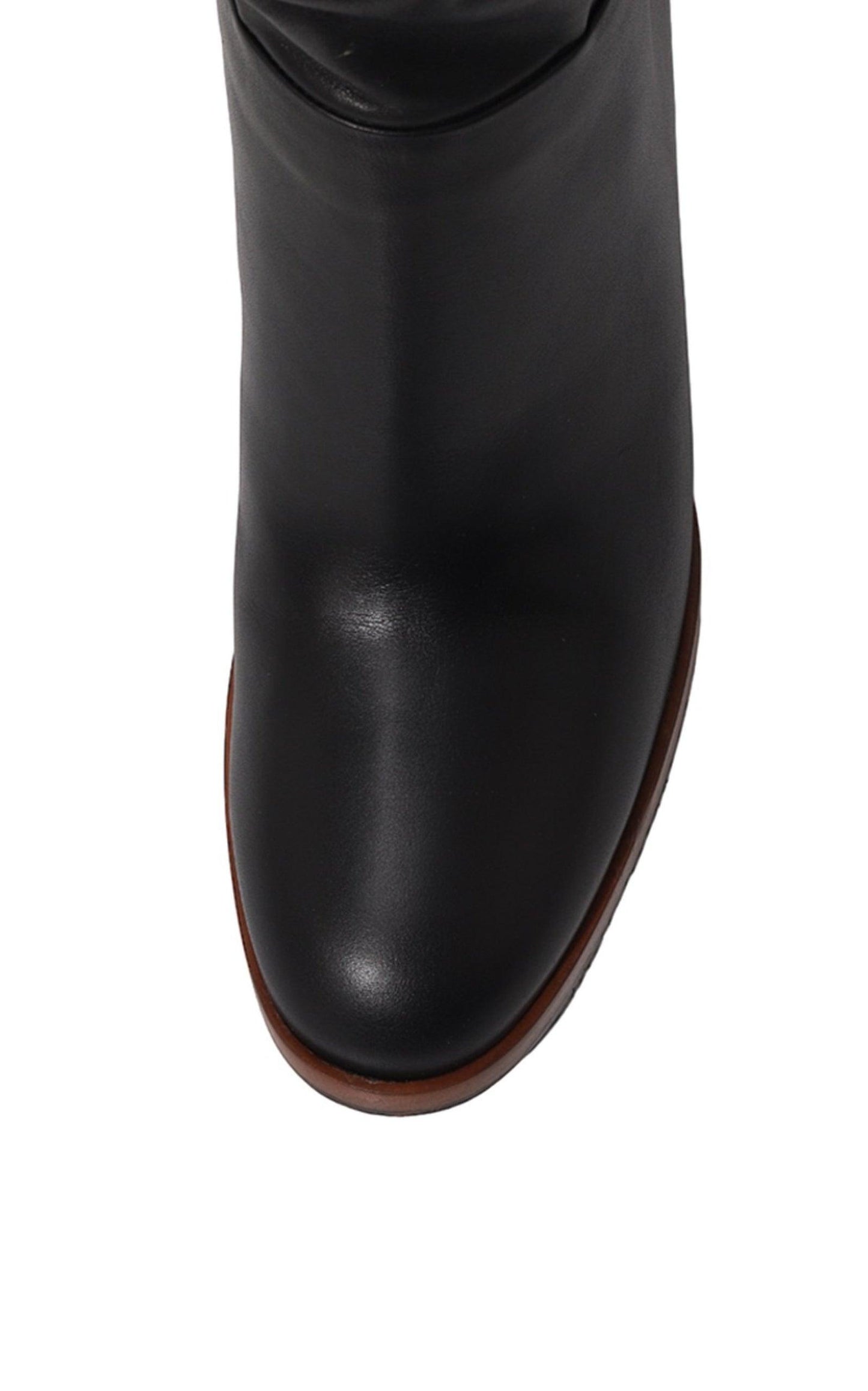 Black Leather Mid-heel Boot