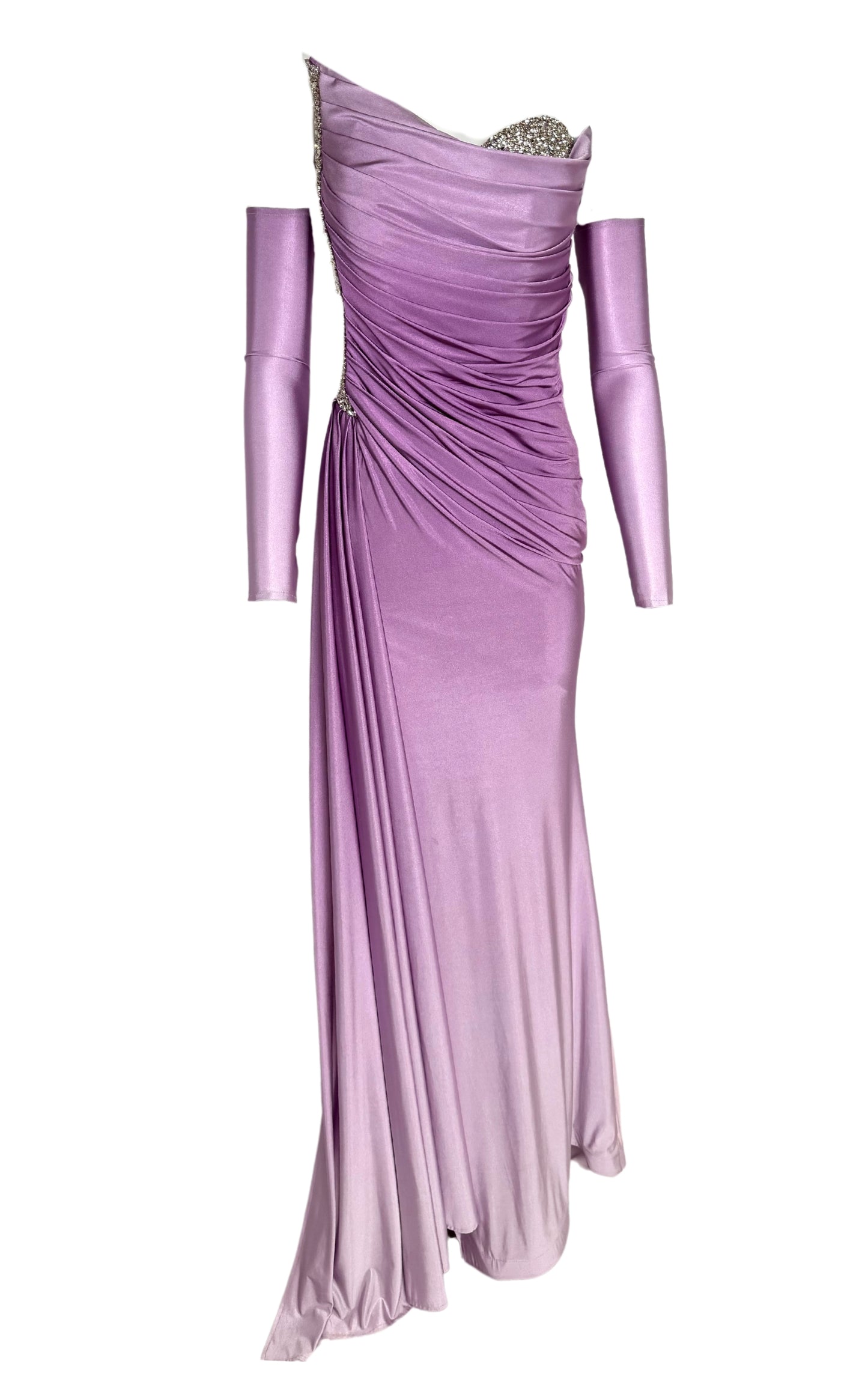 Rhinestone Embellished Purple Ombre Gown