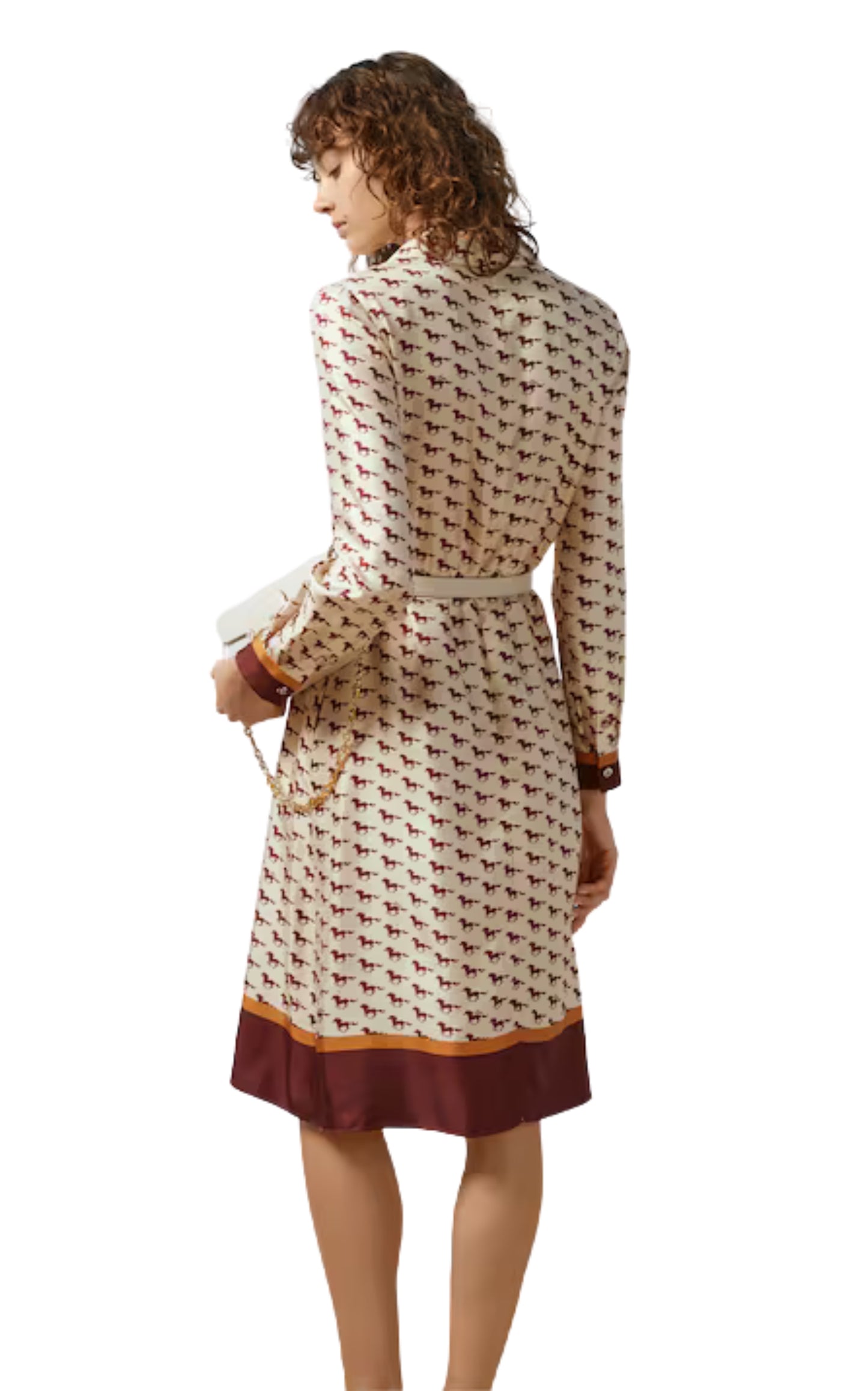 Diagonal Horses Print Silk Dress