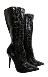 Black Patent Leather Embossed Boots-Pumps-ALDO-IT 37-Grey-Leather-Runway Catalog