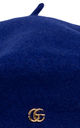 Boina de lana de fieltro azul