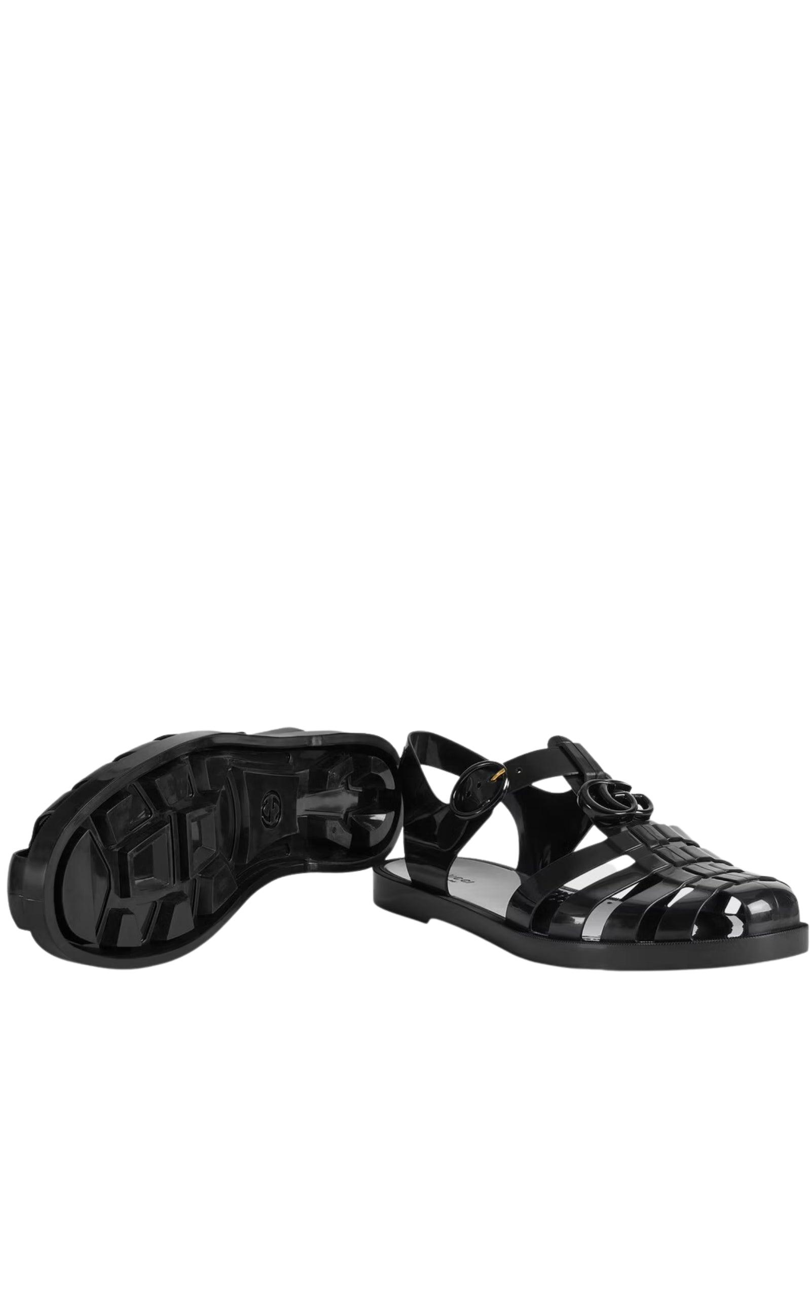  GucciGG Logo Cut-Out Strapped Sandals - Runway Catalog