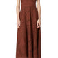 Strapless Cotton Lace Brown Midi Dress