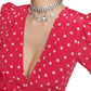  Alessandra RichMidi Polka Dot Print Silk Dress - Runway Catalog