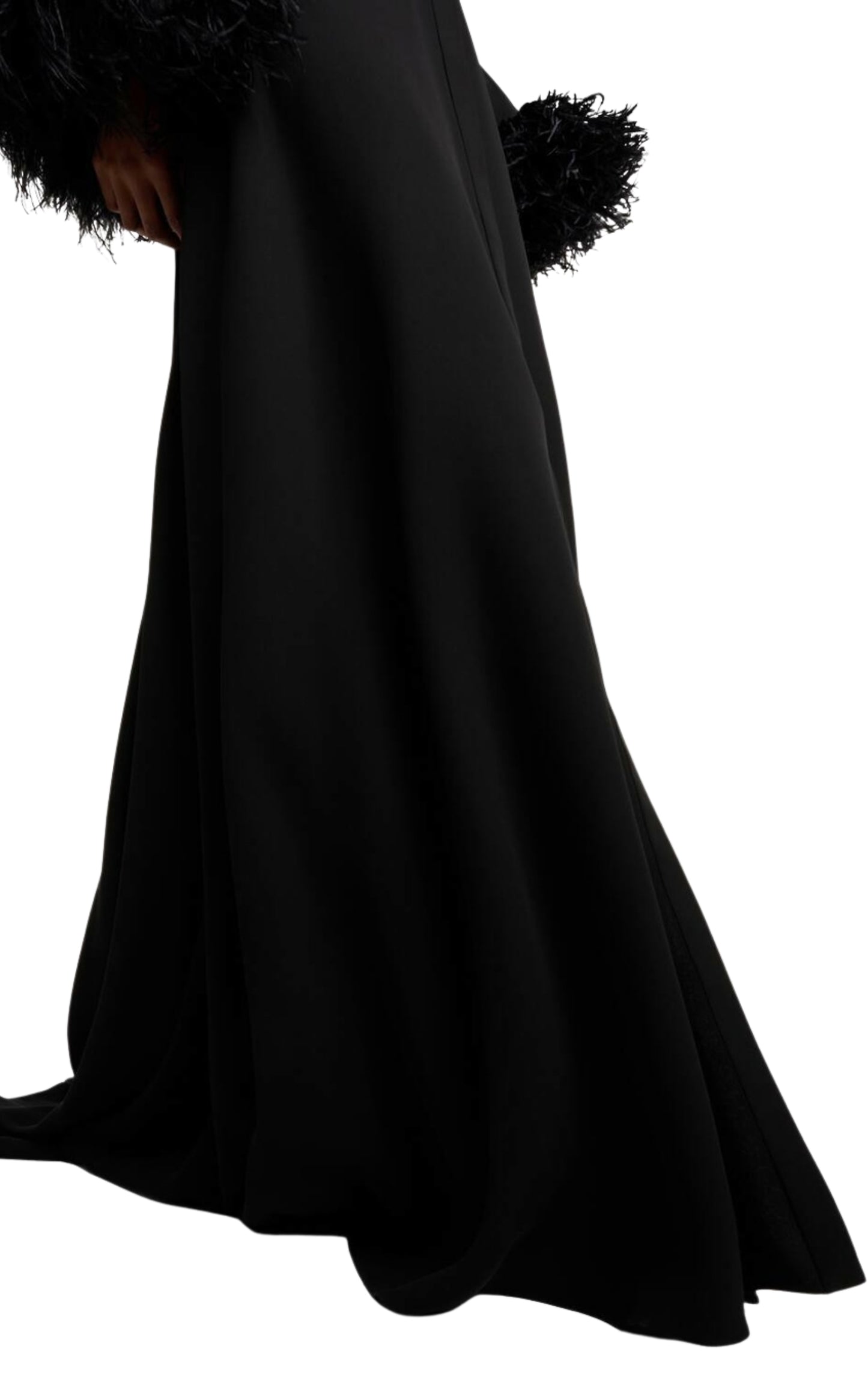 Feather-trimmed Silk Gown Dress