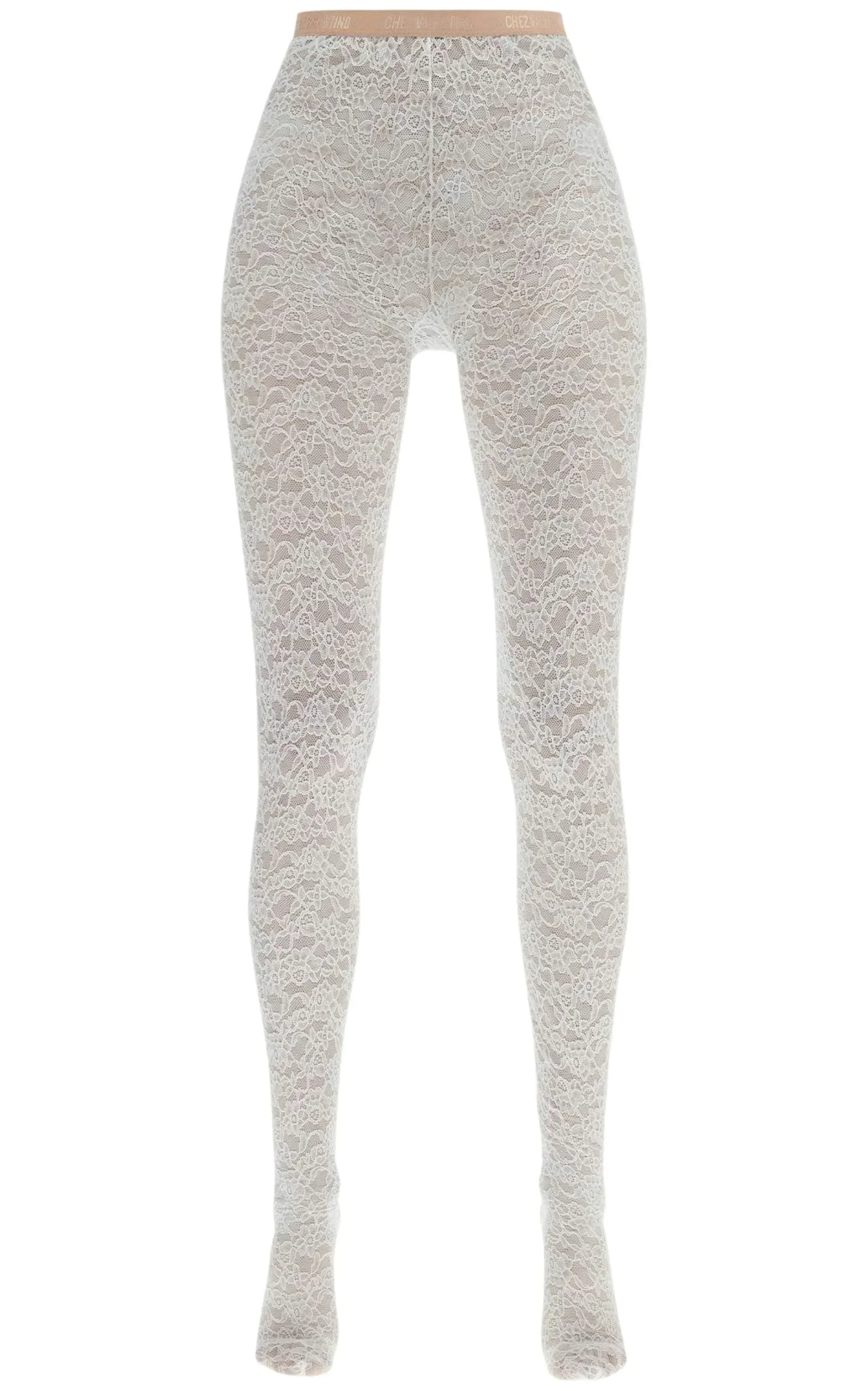 White 'Chez Valentino' Lace Tights