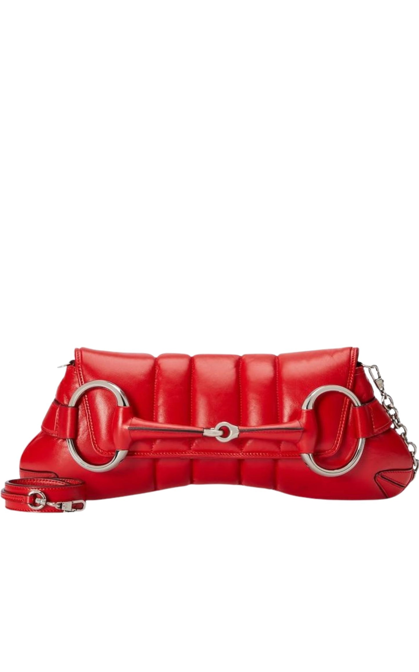 Gucci Red Horsebit Chain Medium Shoulder Bag