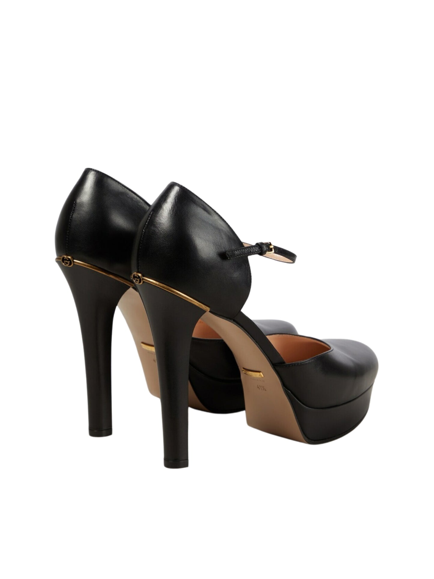 Black Leather Buckle Pumps