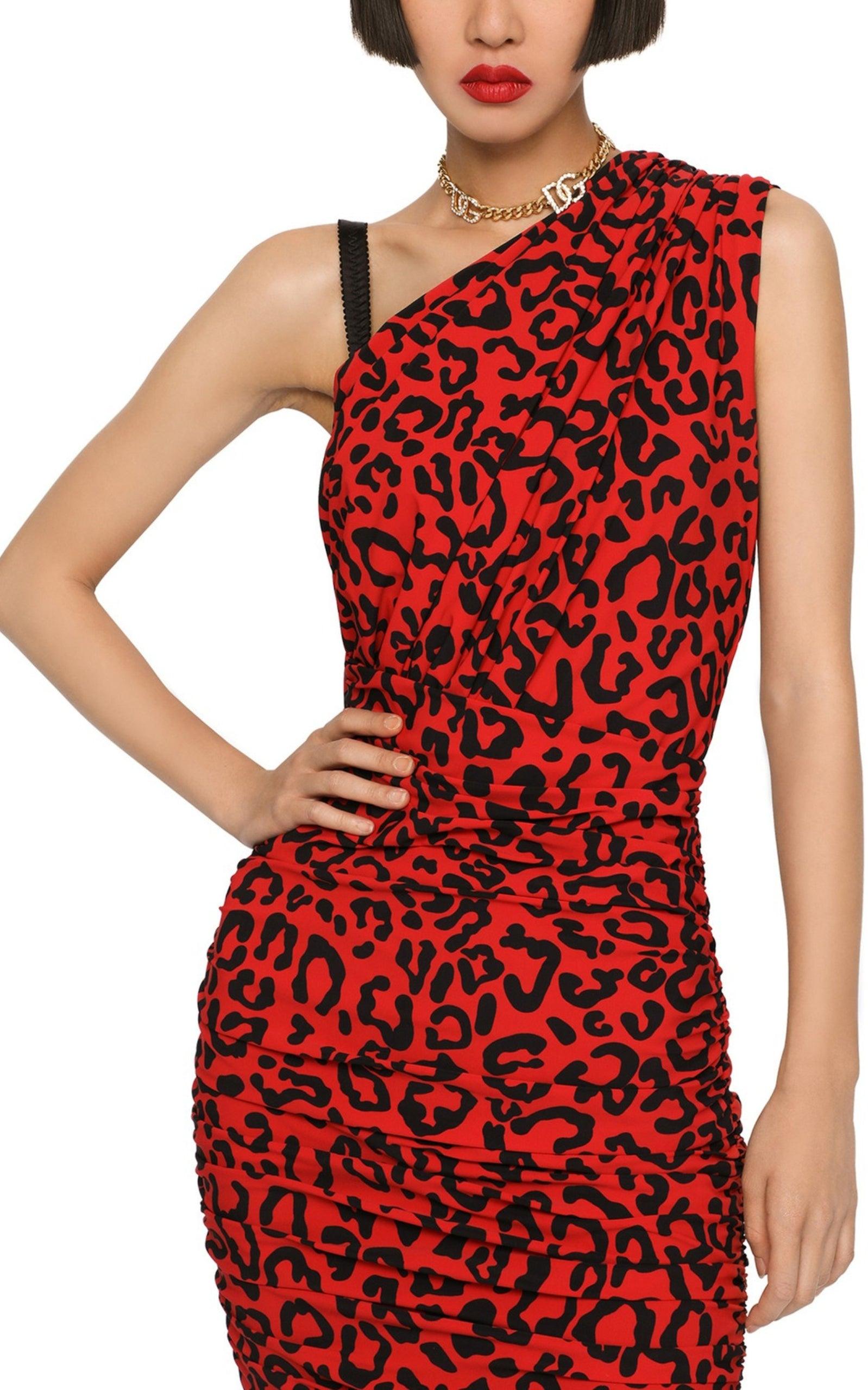  Dolce & GabbanaOne-shoulder Leopard-print Dress - Runway Catalog