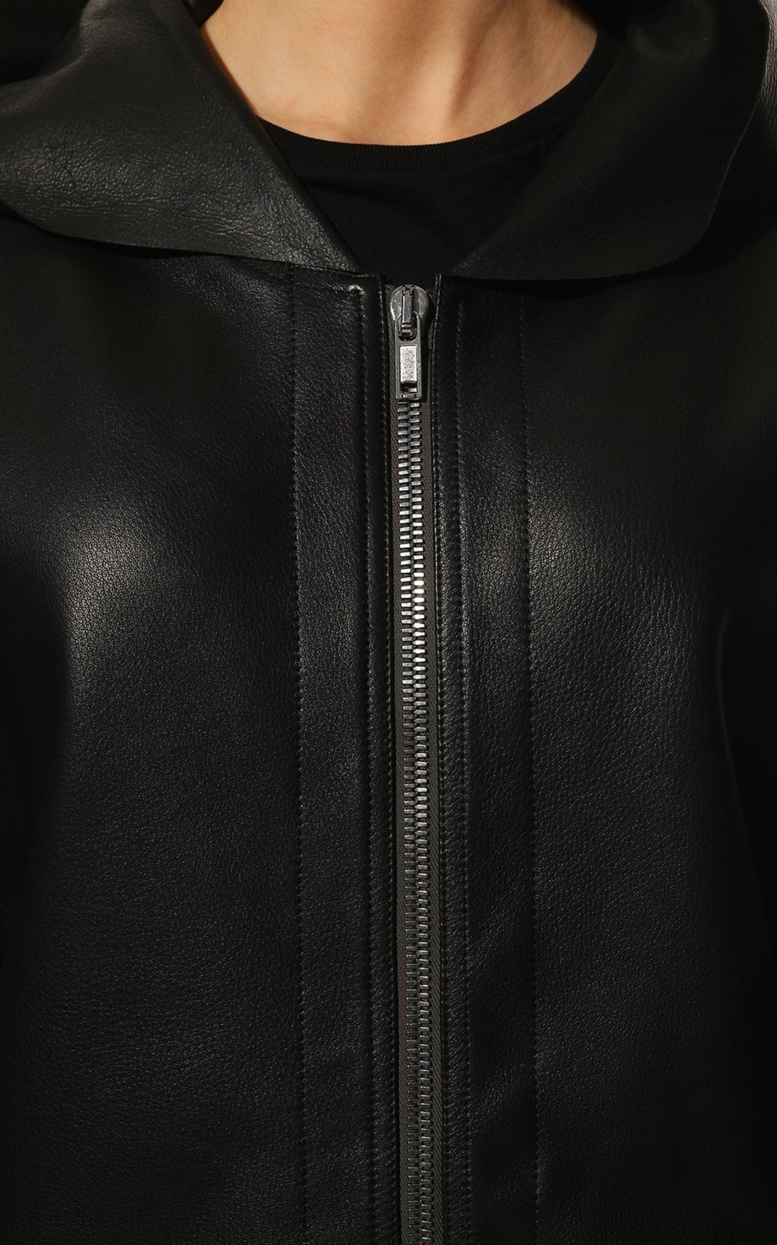 Rick Owens Black Peter Leather Jacket | Runway Catalog