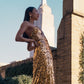 Sequined Strapless Gown Dress-Maxi Dresses-Carolina Herrera-US 8-Gold-Polyester-Runway Catalog