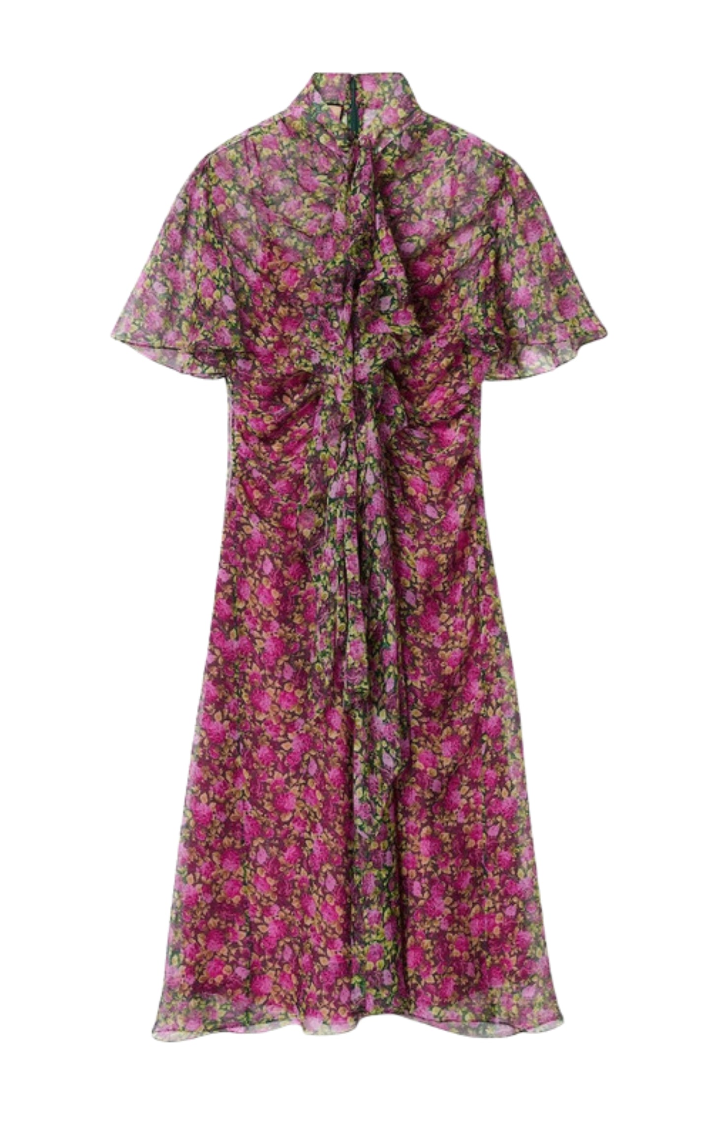 Floral Print Silk Evening Dress
