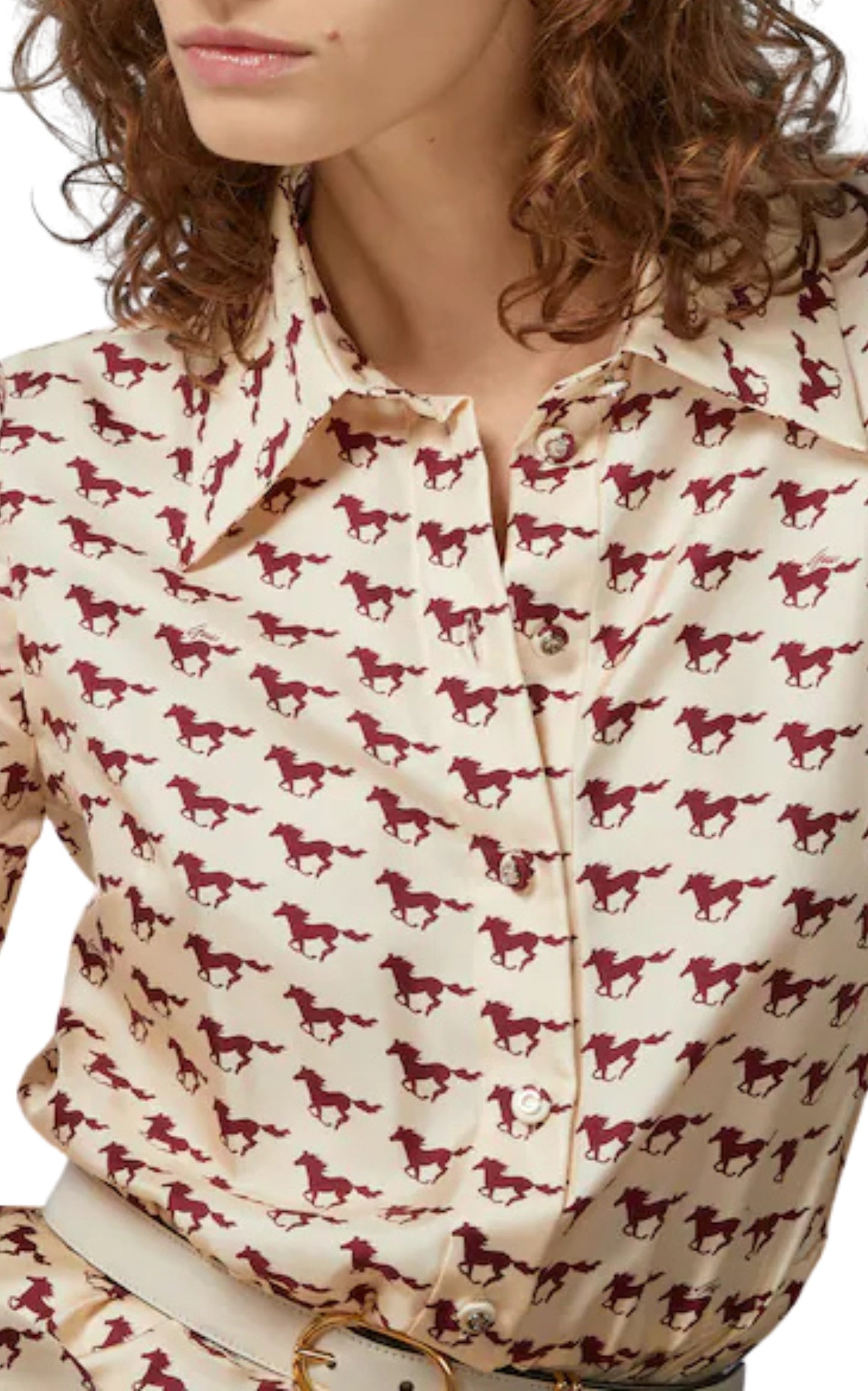 Diagonal Horses Print Silk Dress
