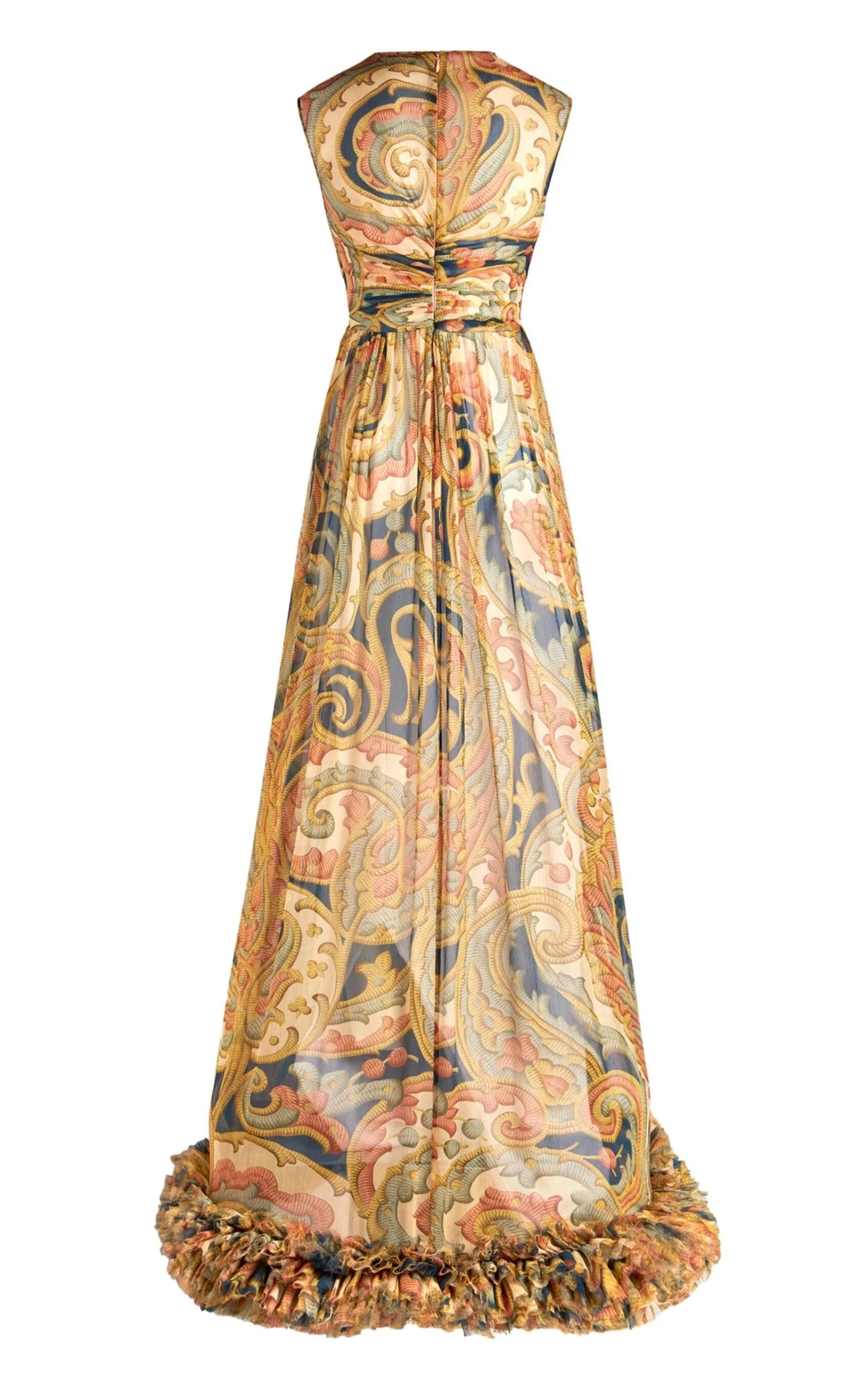 Ruched-detailing Printed Silk Maxi Dress