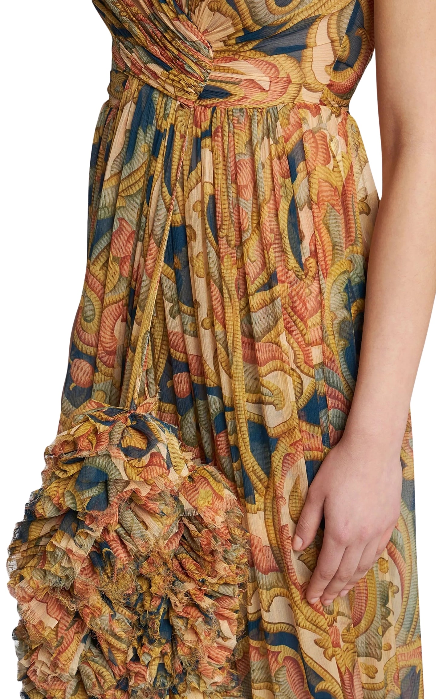 Ruched-detailing Printed Silk Maxi Dress