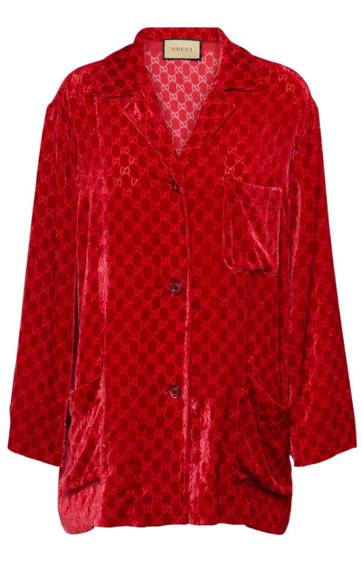 Red GG Embossed Devoré Velvet Shirt