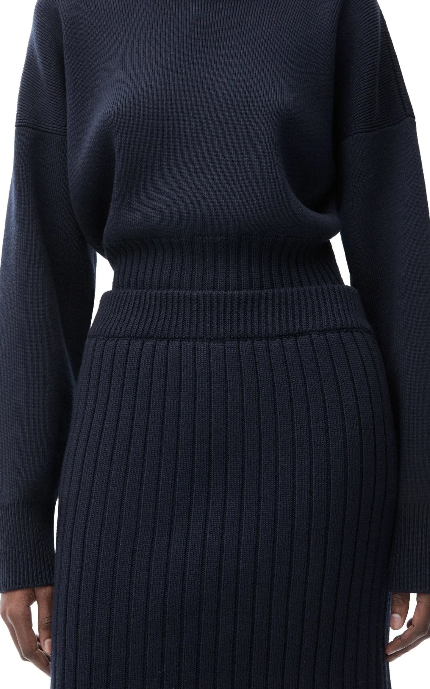 Layered-Skirt Flared-Leg Mid-Rise Wool Trousers