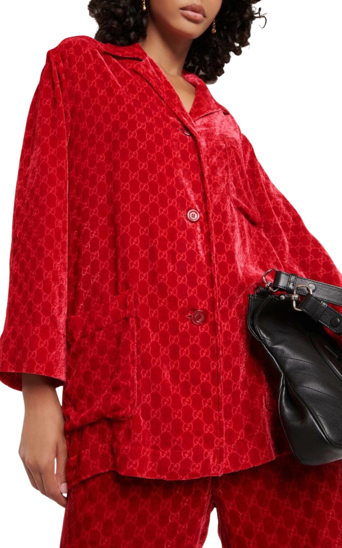 Red GG Embossed Devoré Velvet Shirt