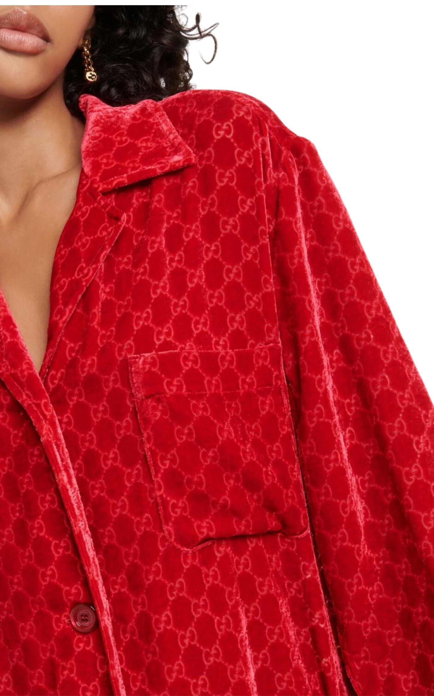 Red GG Embossed Devoré Velvet Shirt