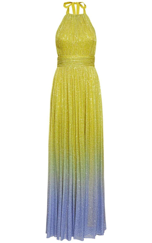 Ombre Sequined Chiffon Gown-Maxi Dresses-Elie Saab-US 4-Gradient-Silk-Runway Catalog
