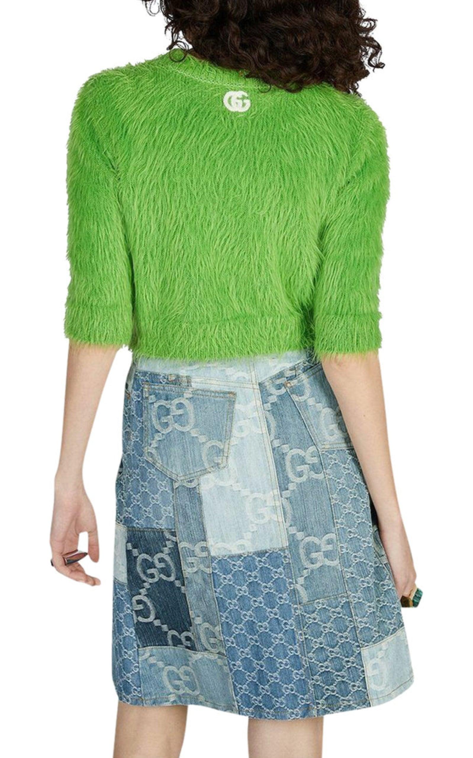 Brushed Wool Knit Sweater-Sweaters & Sweatshirts-Gucci-S-Green-Wool-Runway Catalog