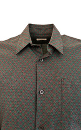  Dries Van NotenCurley Print Green Cotton Shirt - Runway Catalog