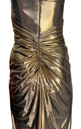 Gold Metallic Cocktail Prom Dress