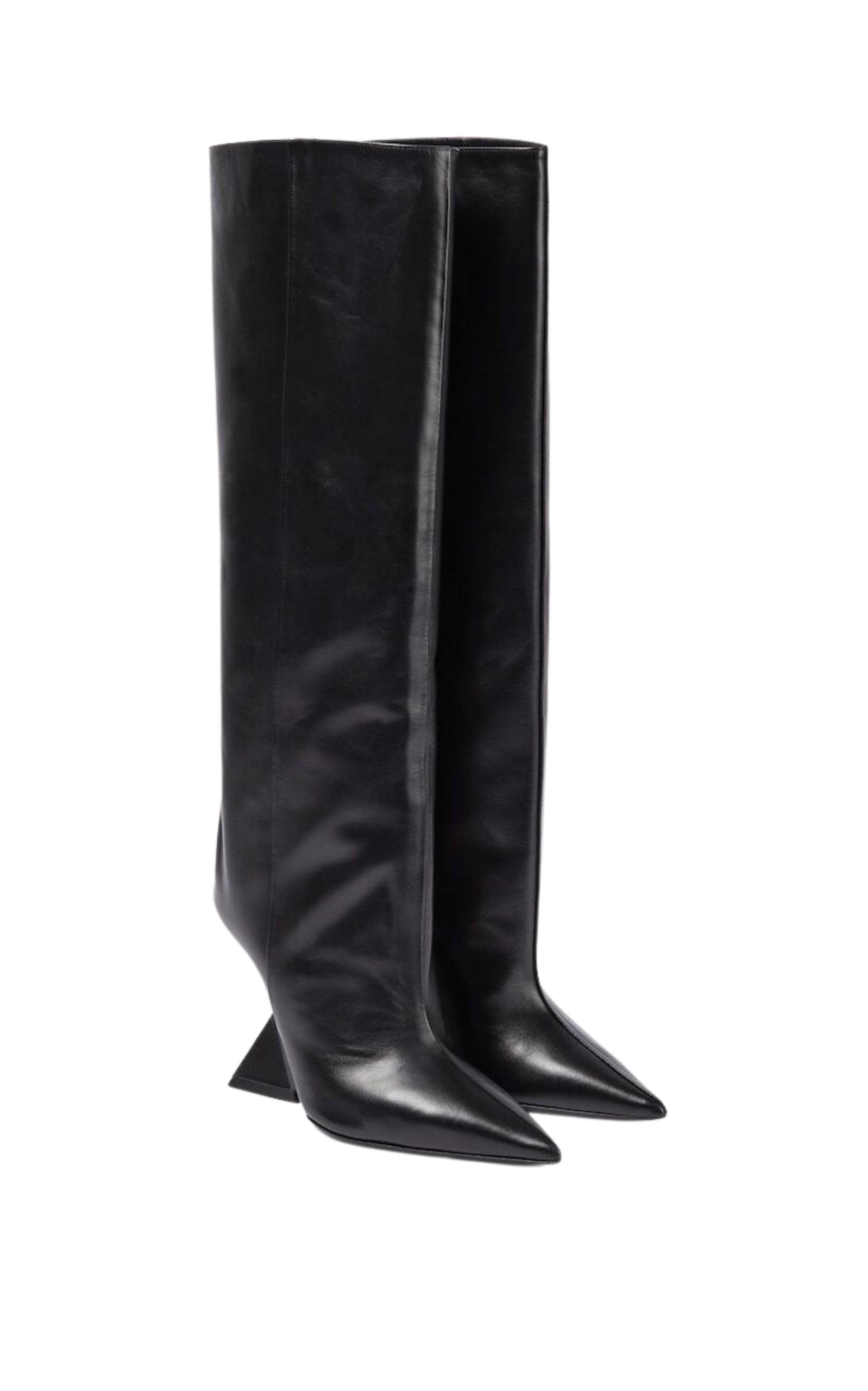  THE ATTICOCheope Leather Wedge Knee-High Boots - Runway Catalog