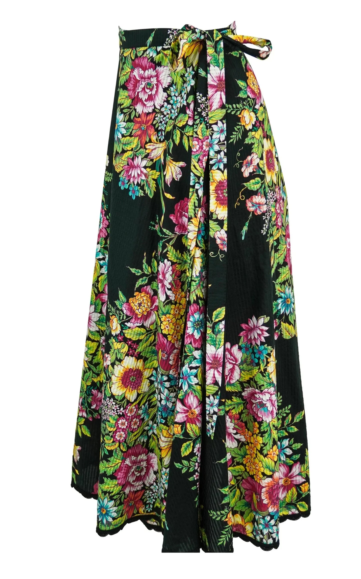 Floral Print Cotton Midi Skirt