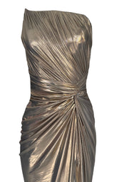 Goldenes Metallic-Cocktail-Abschlussballkleid