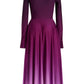 Long-Sleeve Button-Front Ombre Jersey Maxi Dress-Midi Dresses-Oscar de la Renta-US 12-Purple-Polyester-Runway Catalog