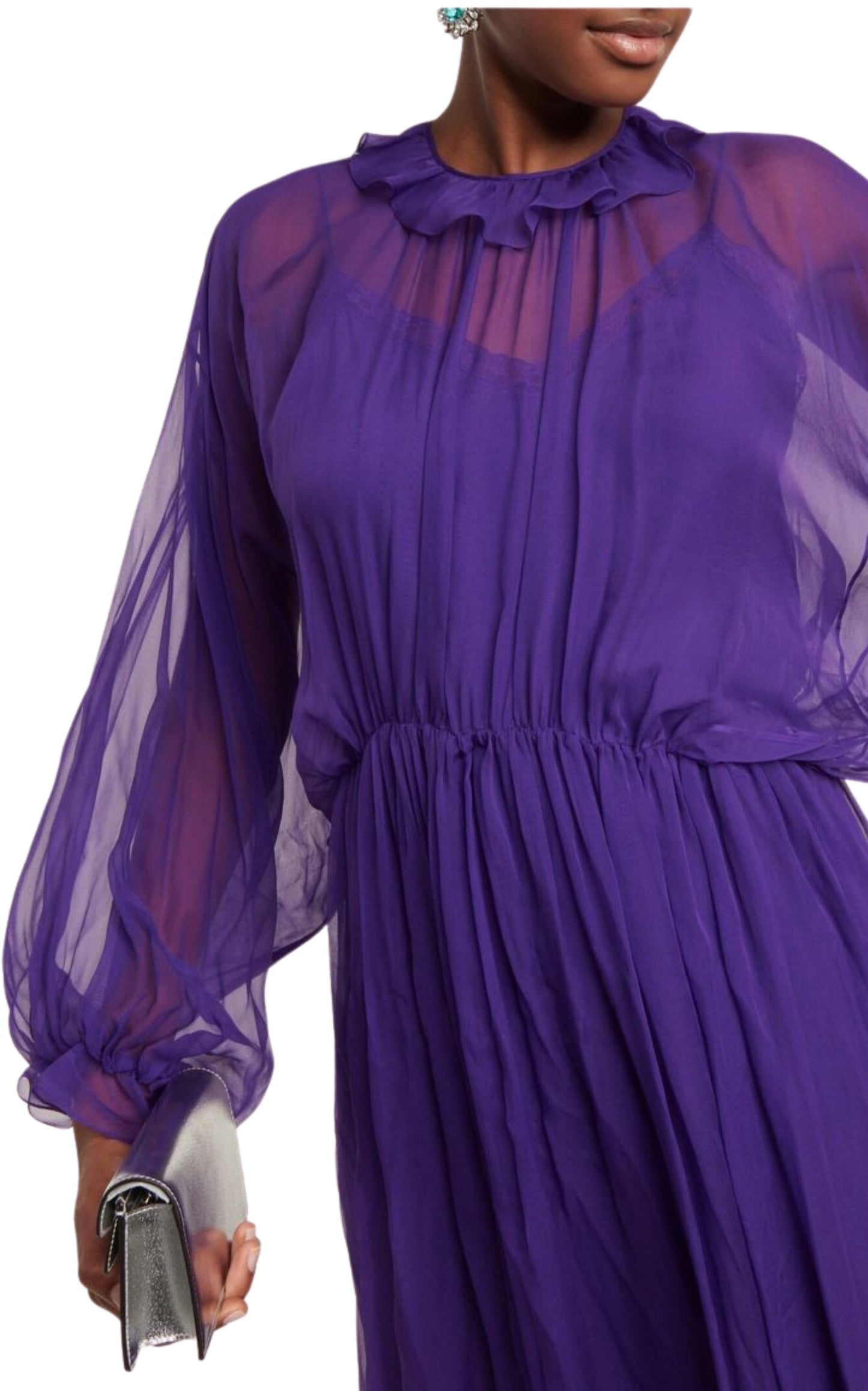  GucciPurple Silk Chiffon Gown Dress - Runway Catalog