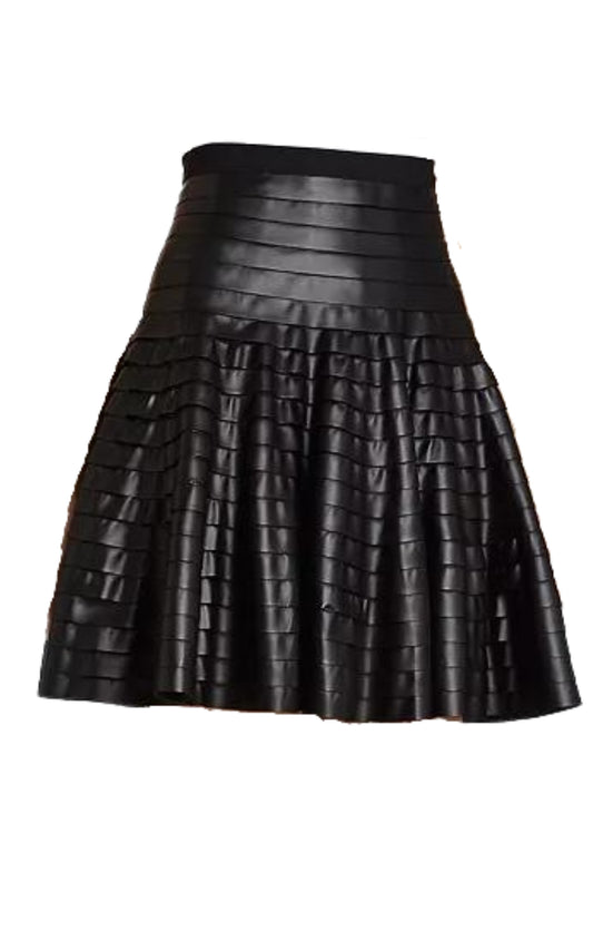  BCBGMAXAZRIAShanina Striped Faux Leather Skirt - Runway Catalog