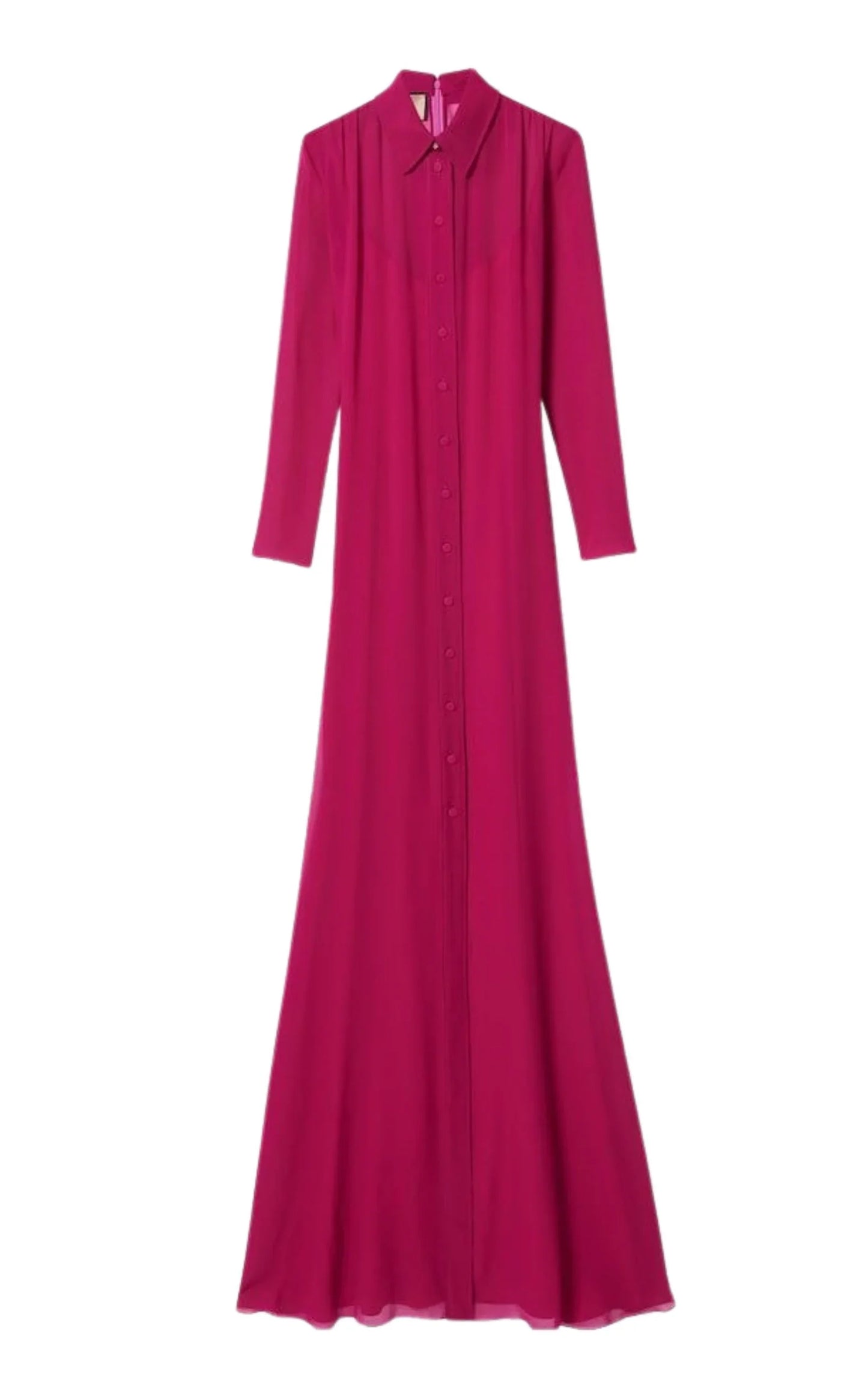 Gucci Fuchsia Silk Maxi Shirt Dress