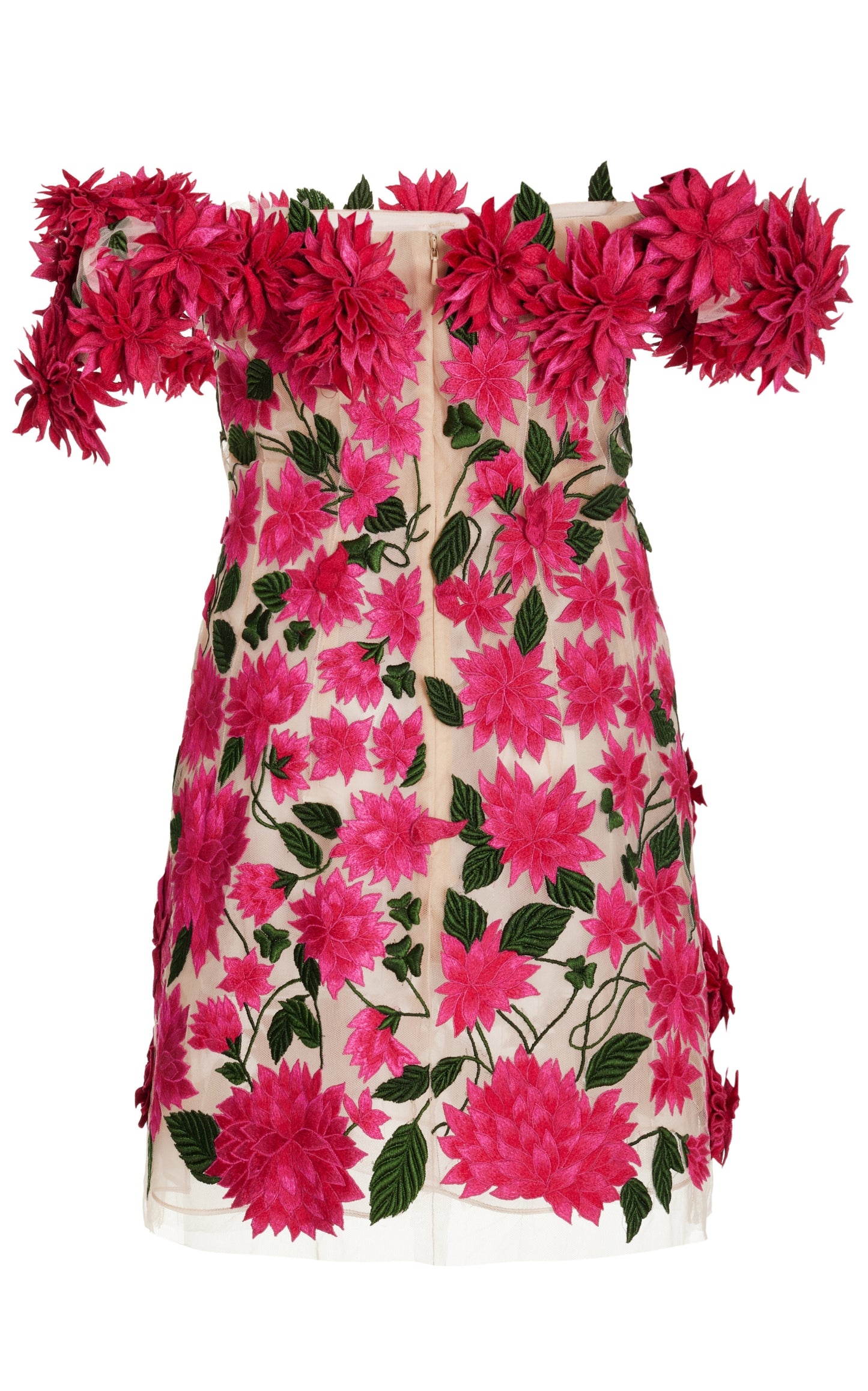 Mini-jurk met Dahlia-bloemenappliqué