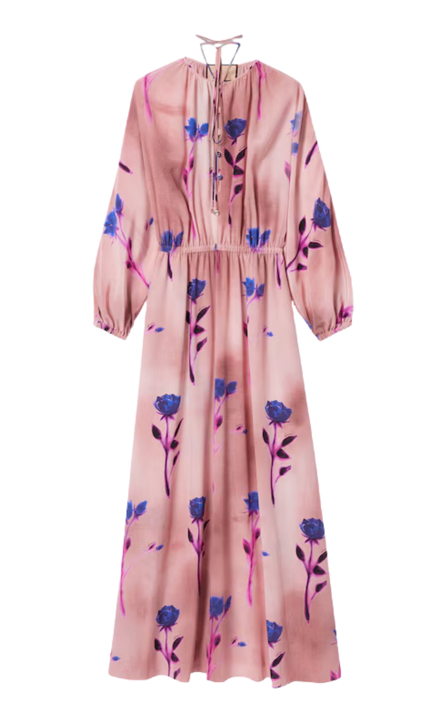 Silk Crepe De Chine Floral Print Dress