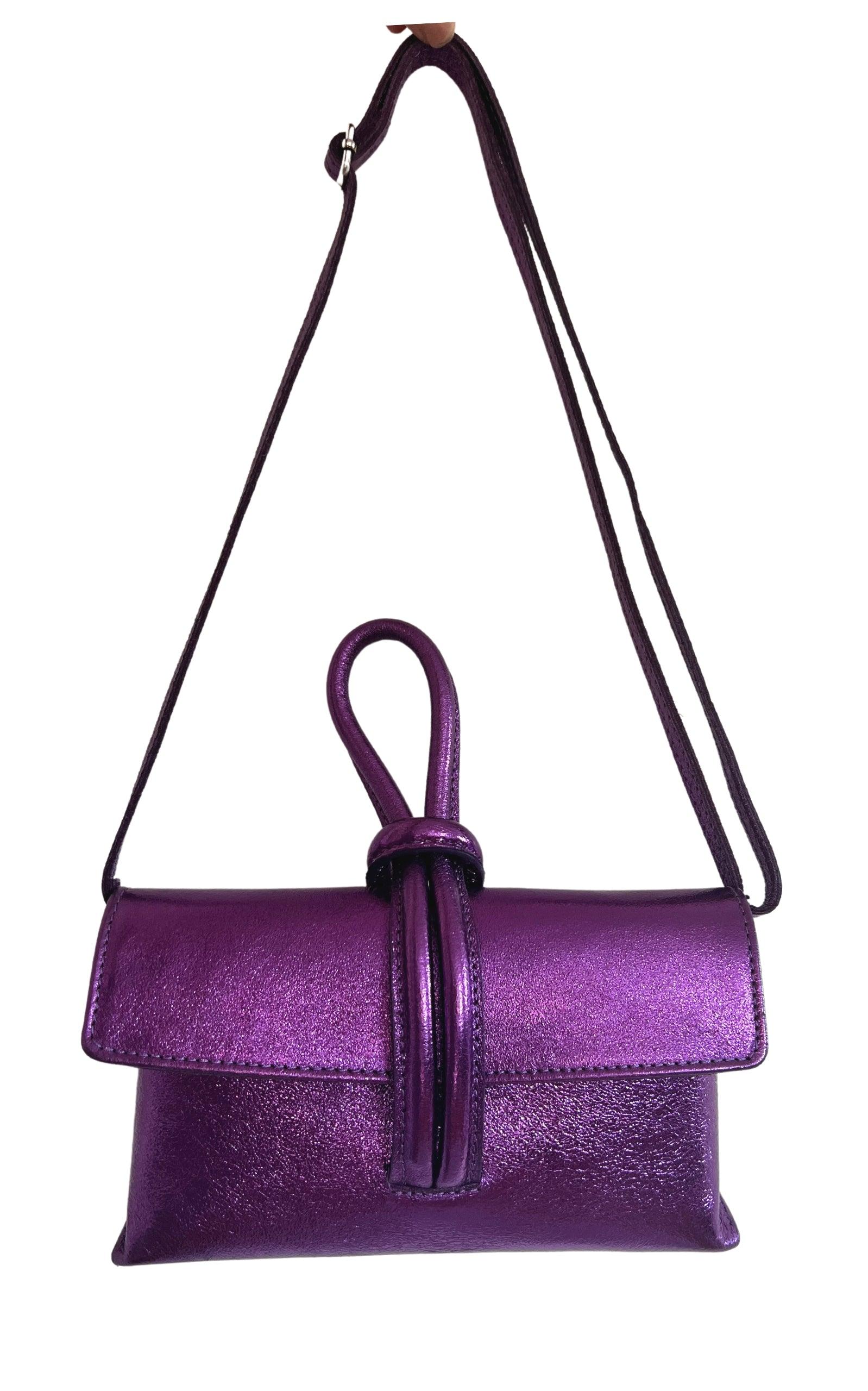  Cult ModaSingle Handle Wristlet Crossbody Bag in Purple - Runway Catalog