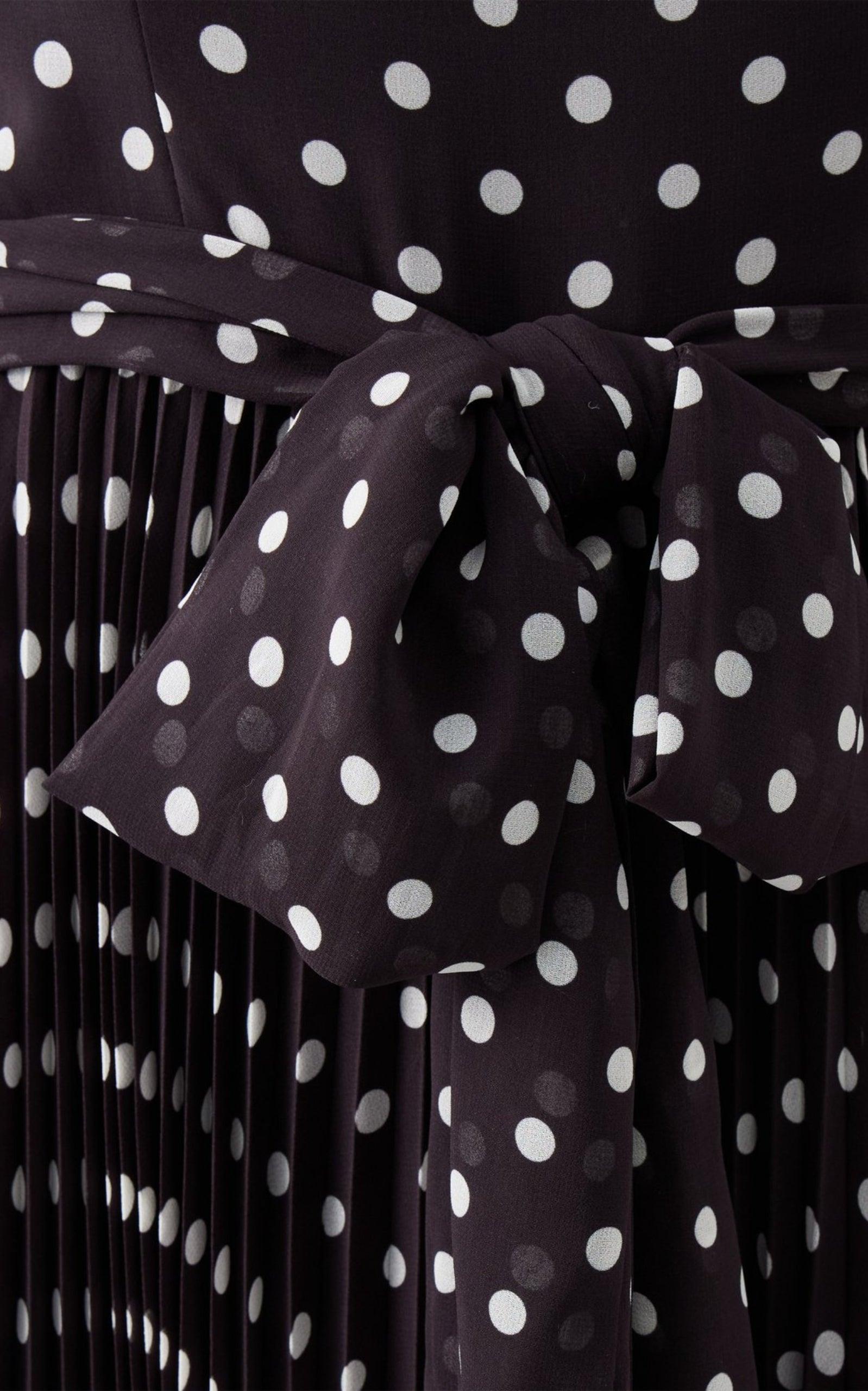 Polka Dot-print Pleated Dress-Mini Dresses-Zimmermann-1 / M-Black-Polyester-Runway Catalog