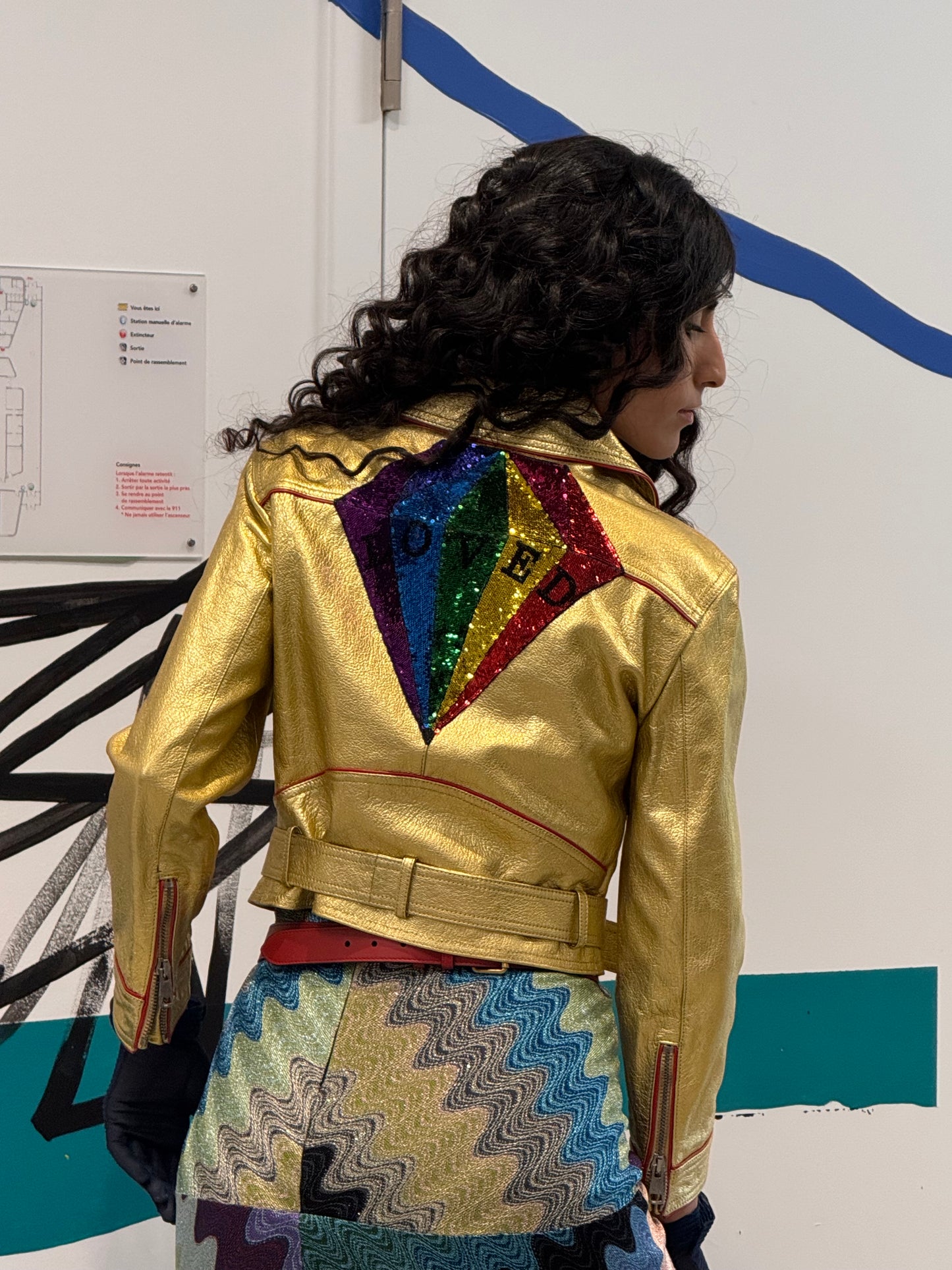 Gold Leather Short Biker Jacket