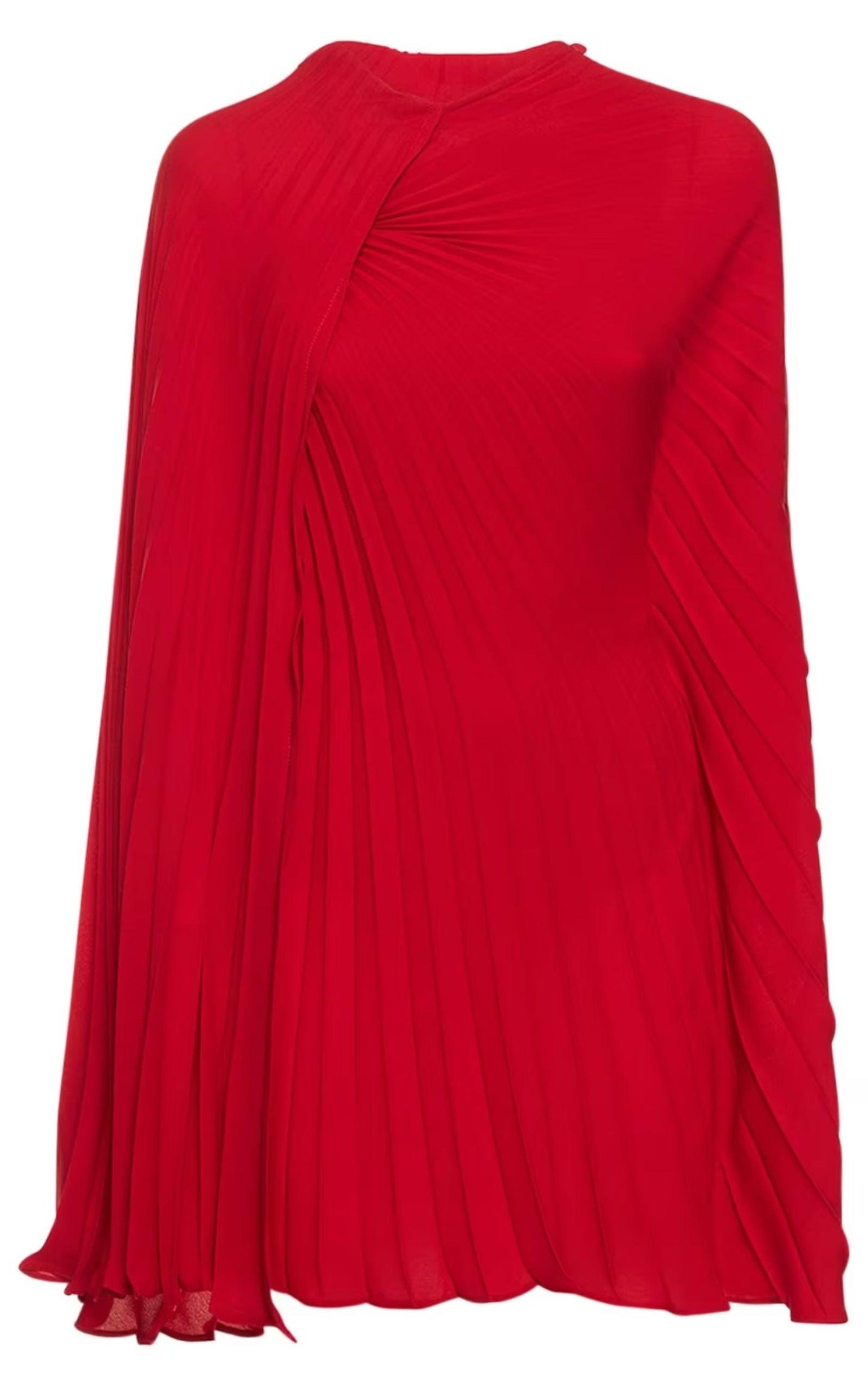  ValentinoCape-effect Pleated Silk-Georgette Mini Dress - Runway Catalog